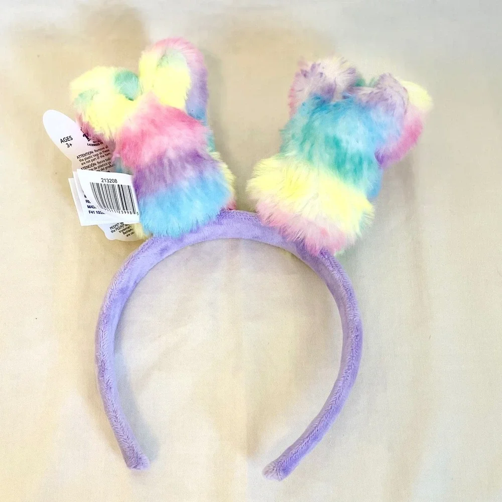 Peeps Bunny Headband Kids Rainbow Faux Fur Sequin Easter Accessory Purple 213208